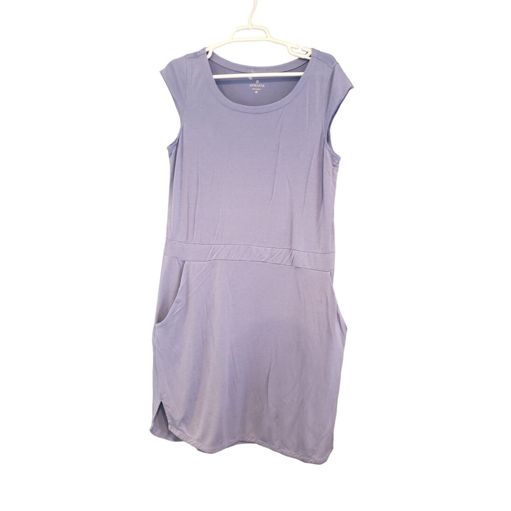 Athleta Redondo Dress Purple Cinch Waist‎ Pockets Silk Blend Women's Size Medium